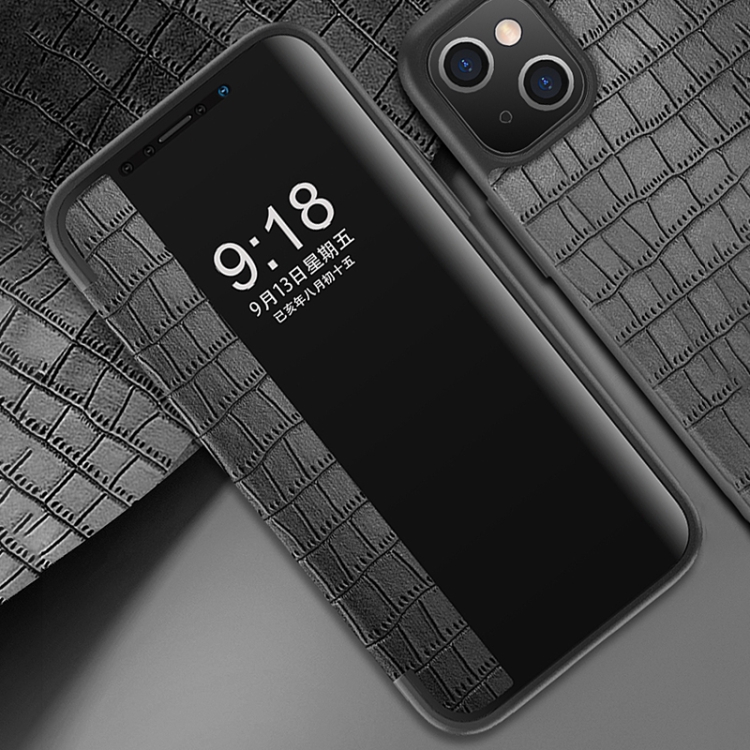 For iPhone 13 mini Crocodile Texture Windows View Horizontal Flip Leather Case (Black) For iPhone 13 mini Crocodile Texture Windows View Horizontal Flip Leather Case (Black)