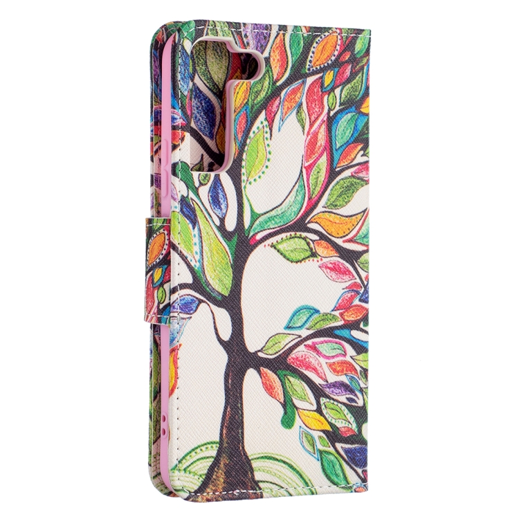 For Samsung Galaxy S22+ 5G Colored Drawing Pattern Horizontal Flip Phone Leather Case with Holder & Card Slots & Wallet(Tree Life)