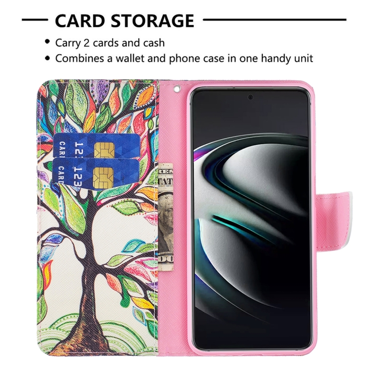 For Samsung Galaxy S22+ 5G Colored Drawing Pattern Horizontal Flip Phone Leather Case with Holder & Card Slots & Wallet(Tree Life)