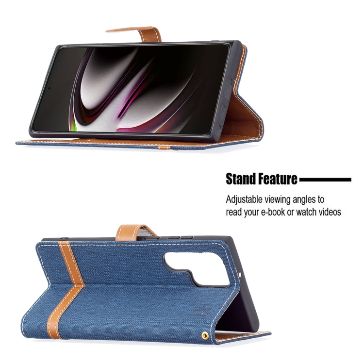 For Samsung Galaxy S22 Ultra 5G Color Matching Denim Texture Leather Case with Holder & Card Slots & Wallet & Lanyard(Dark Blue) For Samsung Galaxy S22 Ultra 5G Color Matching Denim Texture Leather Case with Holder & Card Slots & Wallet & Lanyard(Dark Blue)