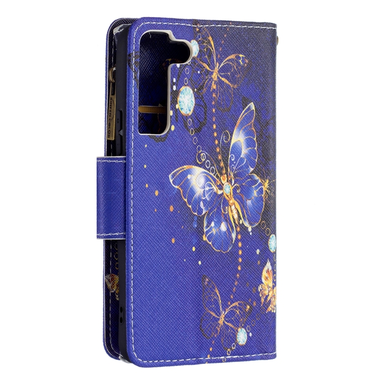 For Samsung Galaxy S22 5G Colored Drawing Pattern Zipper Horizontal Flip Phone Leather Case with Holder & Card Slots & Wallet(Purple Butterfly) For Samsung Galaxy S22 5G Colored Drawing Pattern Zipper Horizontal Flip Phone Leather Case with Holder & Card Slots & Wallet(Purple Butterfly)