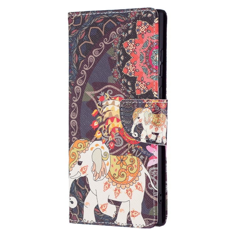 For Samsung Galaxy S22 Ultra 5G Colored Drawing Pattern Horizontal Flip Phone Leather Case with Holder & Card Slots & Wallet(Flowers Elephant) For Samsung Galaxy S22 Ultra 5G Colored Drawing Pattern Horizontal Flip Phone Leather Case with Holder & Card Slots & Wallet(Flowers Elephant)