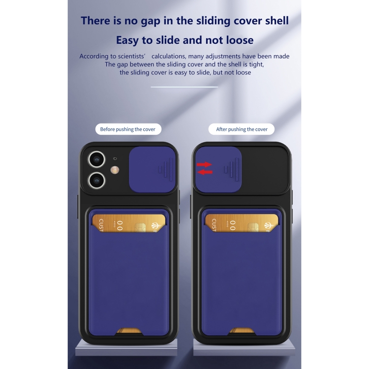 For iPhone 12 Sliding Camera Cover Design TPU + PC Shockproof Phone Case with Card Slot(Lavender Grey) For iPhone 12 Sliding Camera Cover Design TPU + PC Shockproof Phone Case with Card Slot(Lavender Grey)