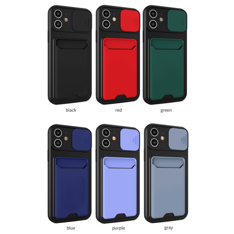 For iPhone 12 Sliding Camera Cover Design TPU + PC Shockproof Phone Case with Card Slot(Lavender Grey) For iPhone 12 Sliding Camera Cover Design TPU + PC Shockproof Phone Case with Card Slot(Lavender Grey)