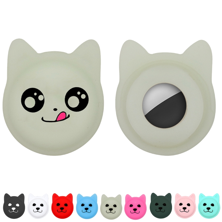 Serious Face Cute Cartoon Pet Collar Anti-lost Tracker Silicone Case For AirTag(White) Serious Face Cute Cartoon Pet Collar Anti-lost Tracker Silicone Case For AirTag(White)