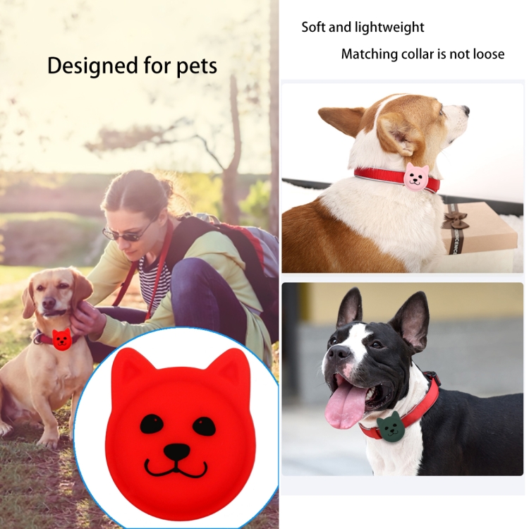 Naughty Smiley Cute Cartoon Pet Collar Anti-lost Tracker Silicone Case For AirTag(Mint Green) Naughty Smiley Cute Cartoon Pet Collar Anti-lost Tracker Silicone Case For AirTag(Mint Green)