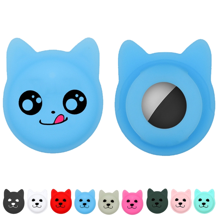 Hanhan Smiley Cute Cartoon Pet Collar Anti-lost Tracker Silicone Case For AirTag(Fluorescent Green)