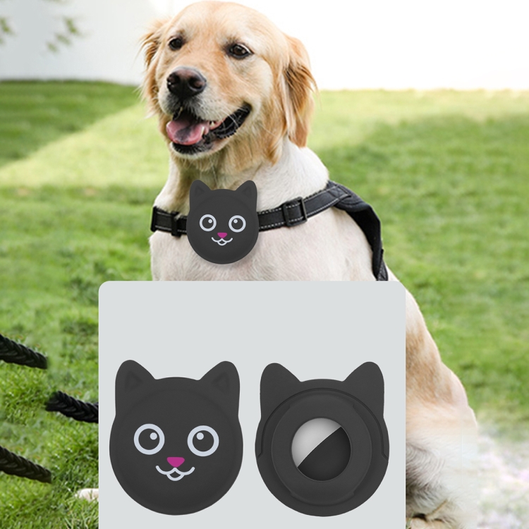 Hanhan Smiley Cute Cartoon Pet Collar Anti-lost Tracker Silicone Case For AirTag(Fluorescent Green)