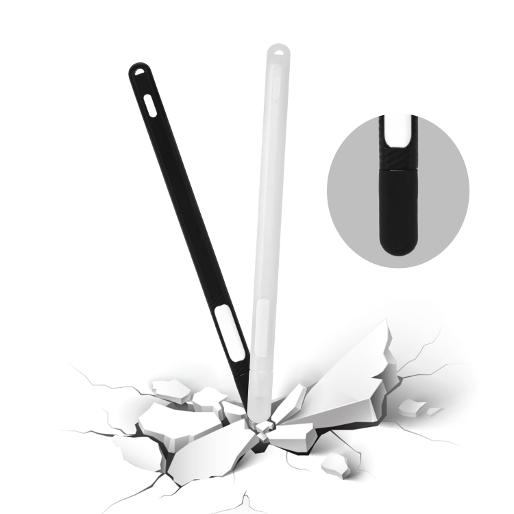 Two-hole Solid Color Silicone Stylus Protective Case For Apple Pencil 2(White) Two-hole Solid Color Silicone Stylus Protective Case For Apple Pencil 2(White)