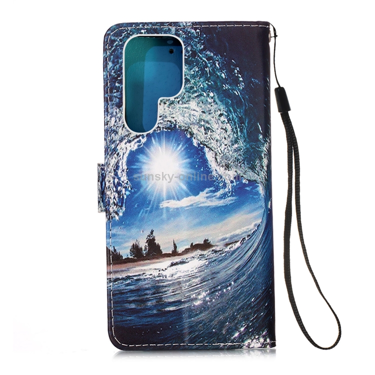 Cheap Wave Texture Hand Strap Phone Case For Samsung Galaxy S23 Ultra S22  Plus Lanyard Solid Color Pu Leather Shell