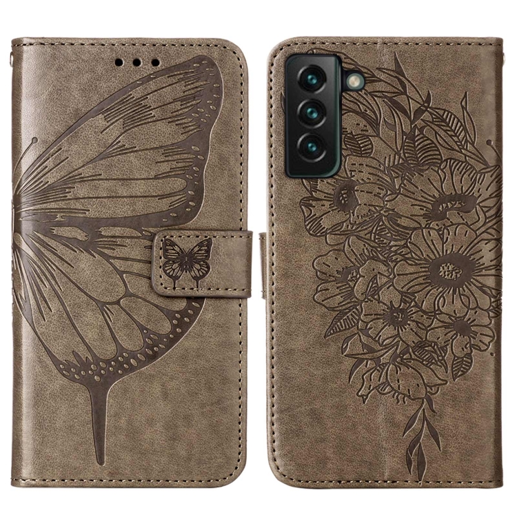 For Samsung Galaxy S22+ 5G Embossed Butterfly Leather Phone Case with Holder & Card Slot & Wallet & Lanyard(Grey) For Samsung Galaxy S22+ 5G Embossed Butterfly Leather Phone Case with Holder & Card Slot & Wallet & Lanyard(Grey)