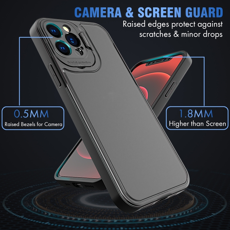 For iPhone 12 Pro Camera Cover & Holder Design TPU + PC Phone Case(Black) For iPhone 12 Pro Camera Cover & Holder Design TPU + PC Phone Case(Black)