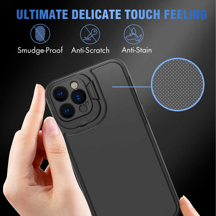 For iPhone 12 Pro Camera Cover & Holder Design TPU + PC Phone Case(Black) For iPhone 12 Pro Camera Cover & Holder Design TPU + PC Phone Case(Black)