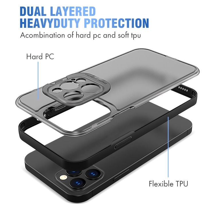For iPhone 12 Pro Camera Cover & Holder Design TPU + PC Phone Case(Black) For iPhone 12 Pro Camera Cover & Holder Design TPU + PC Phone Case(Black)