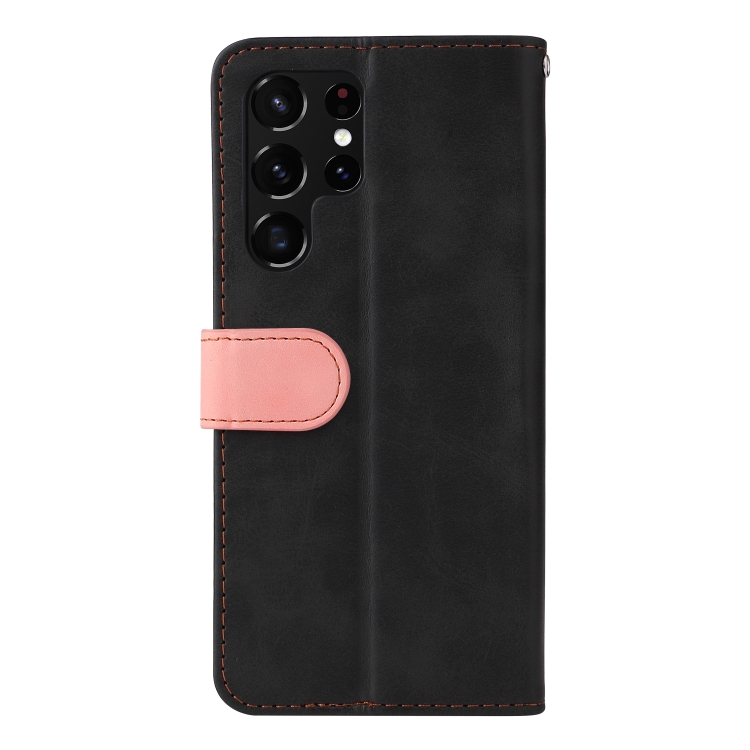 For Samsung Galaxy S22 UItra 5G Business Stitching-Color Horizontal Flip PU Leather Phone Case(Pink) For Samsung Galaxy S22 UItra 5G Business Stitching-Color Horizontal Flip PU Leather Phone Case(Pink)