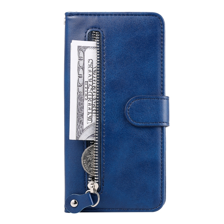 For Samsung Galaxy S22 Ultra 5G Calf Texture Zipper Horizontal Flip Leather Phone Case(Blue)