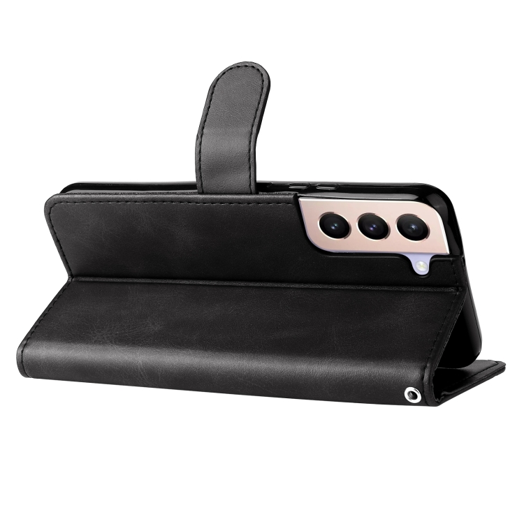 For Samsung Galaxy S22 5G Calf Texture Zipper Horizontal Flip Leather Phone Case(Black) For Samsung Galaxy S22 5G Calf Texture Zipper Horizontal Flip Leather Phone Case(Black)