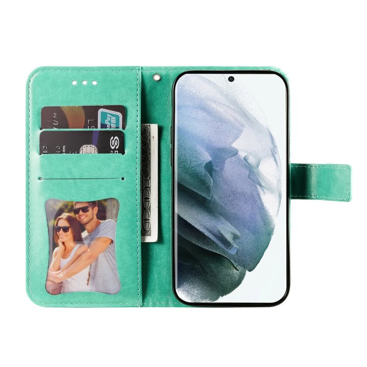 Samsung Galaxy S22 UItra 5G 7-petal Flowers Embossed Flip Leather Phone Case with Holder & Card Slots(Green) Samsung Galaxy S22 UItra 5G 7-petal Flowers Embossed Flip Leather Phone Case with Holder & Card Slots(Green)