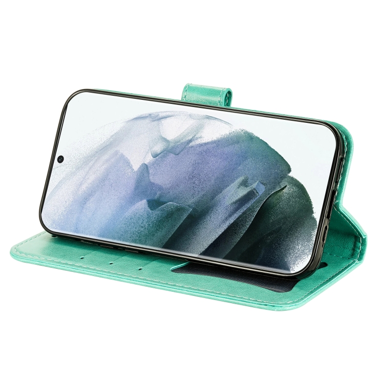 Samsung Galaxy S22 UItra 5G 7-petal Flowers Embossed Flip Leather Phone Case with Holder & Card Slots(Green) Samsung Galaxy S22 UItra 5G 7-petal Flowers Embossed Flip Leather Phone Case with Holder & Card Slots(Green)