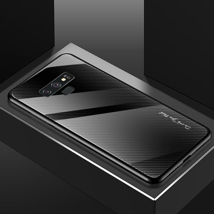 For Galaxy Note 9 Texture Gradient Glass Protective Case(Black) For Galaxy Note 9 Texture Gradient Glass Protective Case(Black)