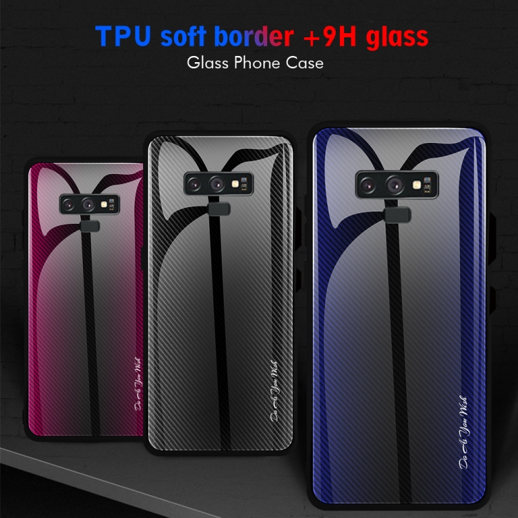 For Galaxy Note 9 Texture Gradient Glass Protective Case(Black) For Galaxy Note 9 Texture Gradient Glass Protective Case(Black)