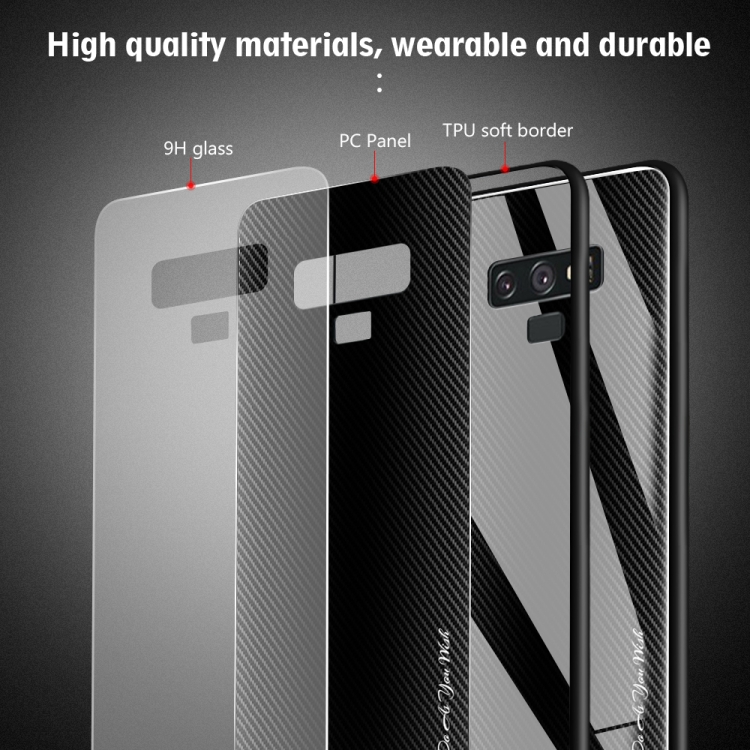 For Galaxy Note 9 Texture Gradient Glass Protective Case(Black) For Galaxy Note 9 Texture Gradient Glass Protective Case(Black)