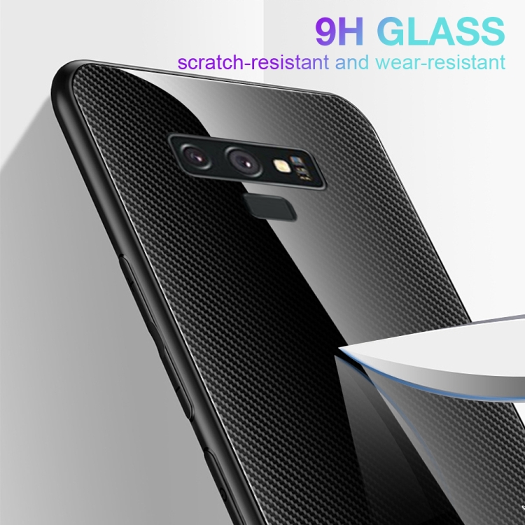 For Galaxy Note 9 Texture Gradient Glass Protective Case(Black) For Galaxy Note 9 Texture Gradient Glass Protective Case(Black)
