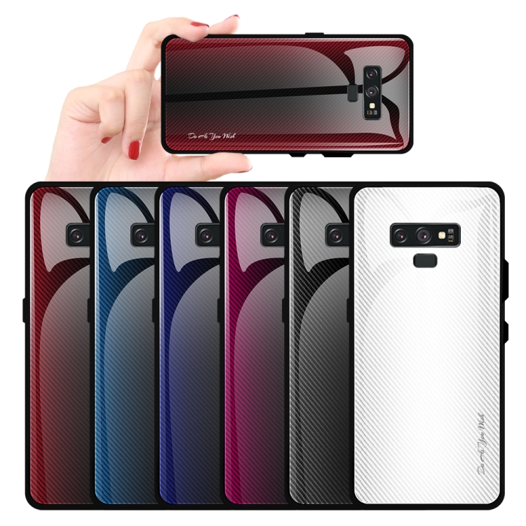 For Galaxy Note 9 Texture Gradient Glass Protective Case(Black) For Galaxy Note 9 Texture Gradient Glass Protective Case(Black)