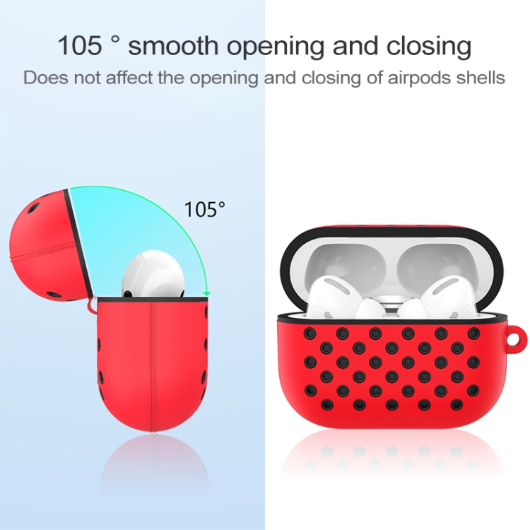 For AirPods Pro Hole Style Silicone Wireless Earphone Protective Case(Red Black) For AirPods Pro Hole Style Silicone Wireless Earphone Protective Case(Red Black)
