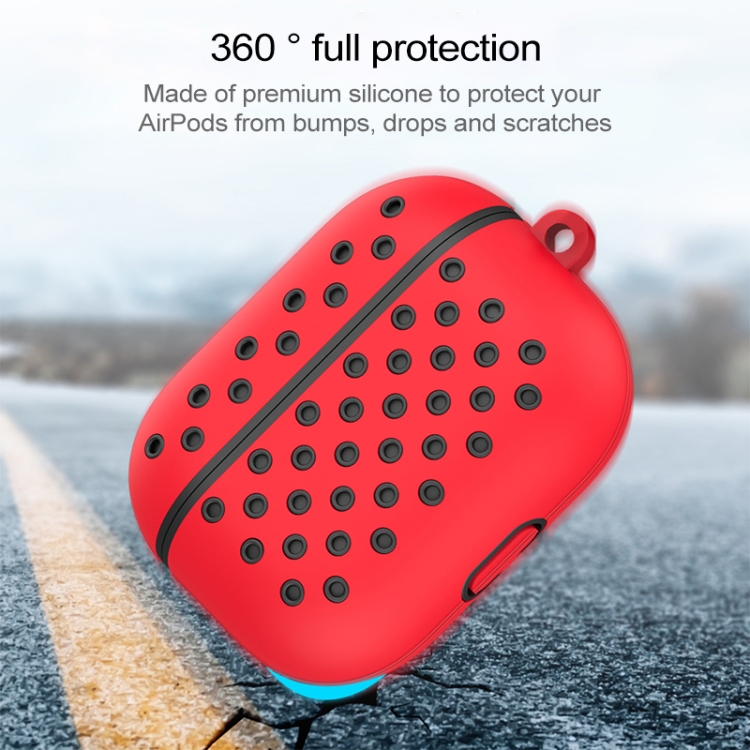 For AirPods Pro Hole Style Silicone Wireless Earphone Protective Case(Red Black) For AirPods Pro Hole Style Silicone Wireless Earphone Protective Case(Red Black)