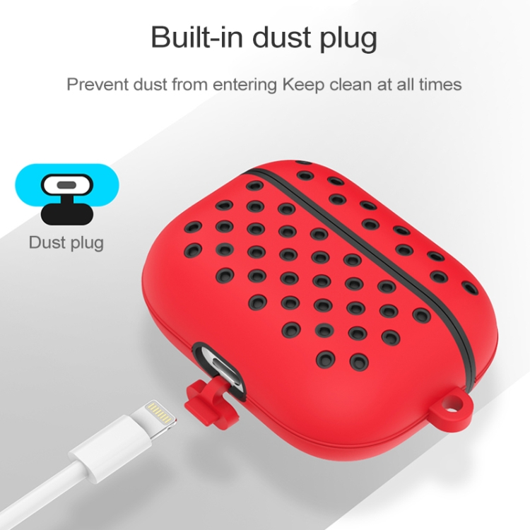 For AirPods Pro Hole Style Silicone Wireless Earphone Protective Case(Red Black) For AirPods Pro Hole Style Silicone Wireless Earphone Protective Case(Red Black)