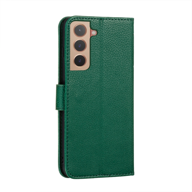 For Samsung Galaxy S22 5G Feather Pattern Litchi Texture Leather Phone Case with Holder & Card Slots & Wallet(Green) For Samsung Galaxy S22 5G Feather Pattern Litchi Texture Leather Phone Case with Holder & Card Slots & Wallet(Green)