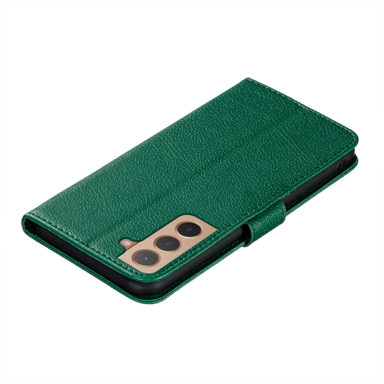 For Samsung Galaxy S22 5G Feather Pattern Litchi Texture Leather Phone Case with Holder & Card Slots & Wallet(Green) For Samsung Galaxy S22 5G Feather Pattern Litchi Texture Leather Phone Case with Holder & Card Slots & Wallet(Green)