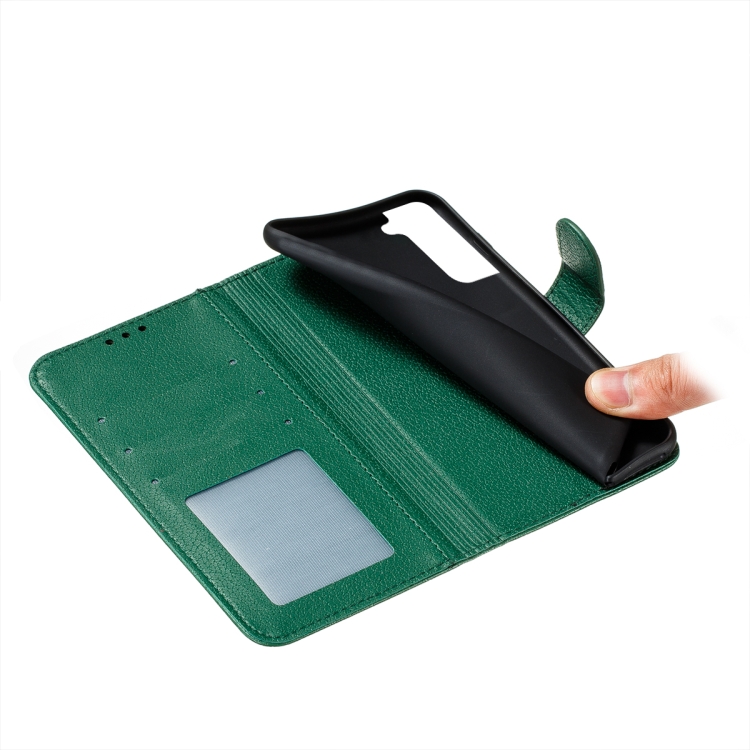 For Samsung Galaxy S22 5G Feather Pattern Litchi Texture Leather Phone Case with Holder & Card Slots & Wallet(Green) For Samsung Galaxy S22 5G Feather Pattern Litchi Texture Leather Phone Case with Holder & Card Slots & Wallet(Green)