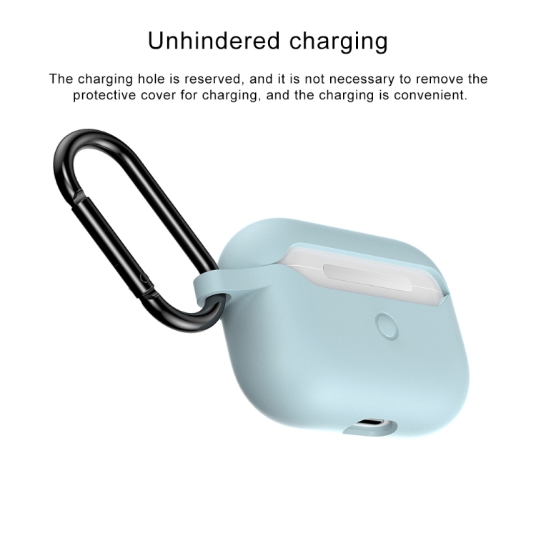 For Apple AirPods Pro Wireless Earphone Silicone Protective Case with Hook(Baby Blue) For Apple AirPods Pro Wireless Earphone Silicone Protective Case with Hook(Baby Blue)