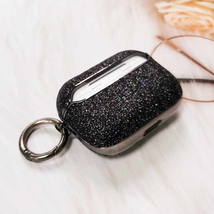 Electroplating Glitter Powder Wireless Earphone Protective Case For AirPods Pro(Black) Electroplating Glitter Powder Wireless Earphone Protective Case For AirPods Pro(Black)