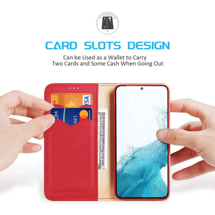 For Samsung Galaxy S22 5G DUX DUCIS Hivo Series Cowhide Texture Leather Phone Case(Red) For Samsung Galaxy S22 5G DUX DUCIS Hivo Series Cowhide Texture Leather Phone Case(Red)