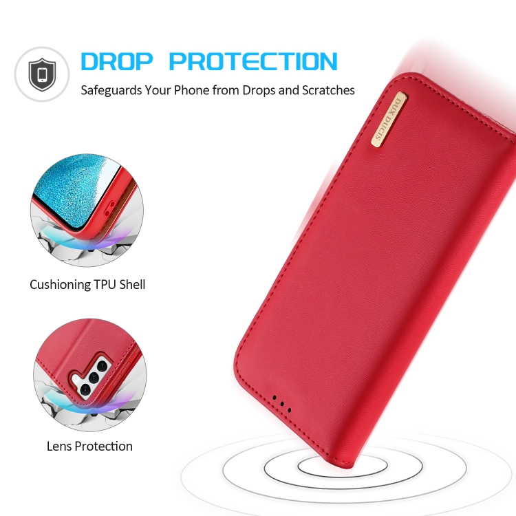 For Samsung Galaxy S22 5G DUX DUCIS Hivo Series Cowhide Texture Leather Phone Case(Red) For Samsung Galaxy S22 5G DUX DUCIS Hivo Series Cowhide Texture Leather Phone Case(Red)