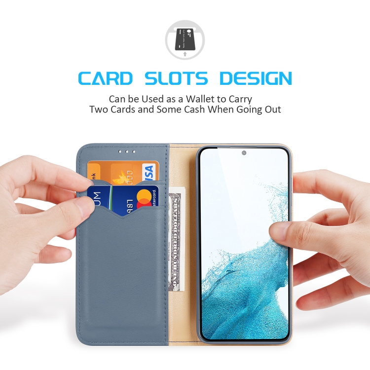 For Samsung Galaxy S22+ 5G DUX DUCIS Hivo Series Cowhide Texture Leather Phone Case(Light Blue) For Samsung Galaxy S22+ 5G DUX DUCIS Hivo Series Cowhide Texture Leather Phone Case(Light Blue)