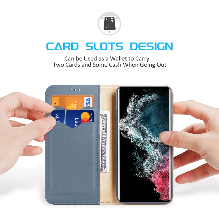 For Samsung Galaxy S22 Ultra 5G DUX DUCIS Hivo Series Cowhide Texture Leather Phone Case(Light Blue) For Samsung Galaxy S22 Ultra 5G DUX DUCIS Hivo Series Cowhide Texture Leather Phone Case(Light Blue)