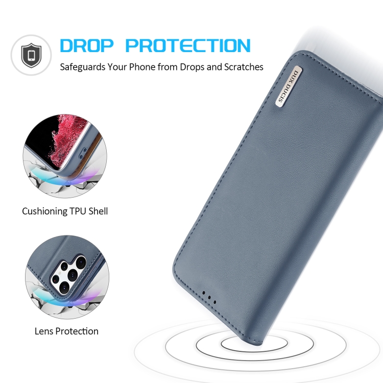 For Samsung Galaxy S22 Ultra 5G DUX DUCIS Hivo Series Cowhide Texture Leather Phone Case(Light Blue) For Samsung Galaxy S22 Ultra 5G DUX DUCIS Hivo Series Cowhide Texture Leather Phone Case(Light Blue)