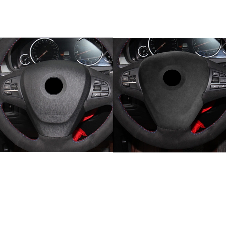 Car Suede Wrap Steering Wheel Decorative Cover for BMW X3 F25 2011-2017 Low-level Configuration Version, Left and Right Drive Universal(Black Grey) - 5