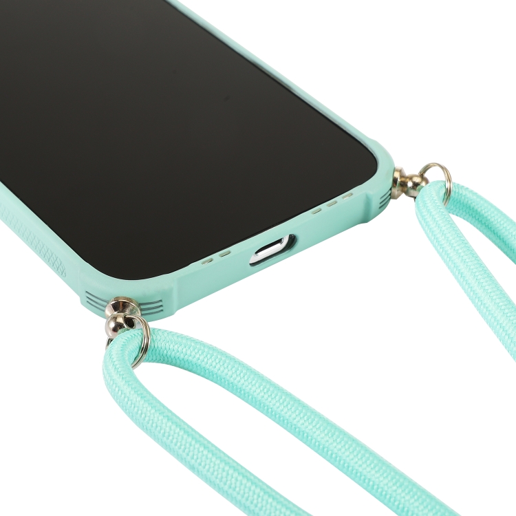Macaron Color Phone Case with Lanyard For iPhone 13 Pro Max(Green) - B4