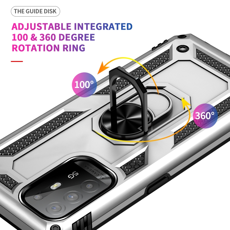 For OPPO Reno5 Z Shockproof TPU + PC Phone Protective Case with 360 Degree Rotating Holder(Silver) - 4