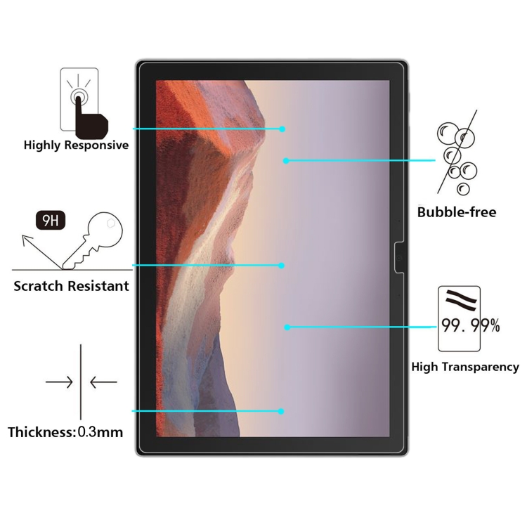 2 PCS 9H 2.5D Explosion-proof Tempered Tablet Glass Film For MicroSoft Surface Pro 7+ - 2
