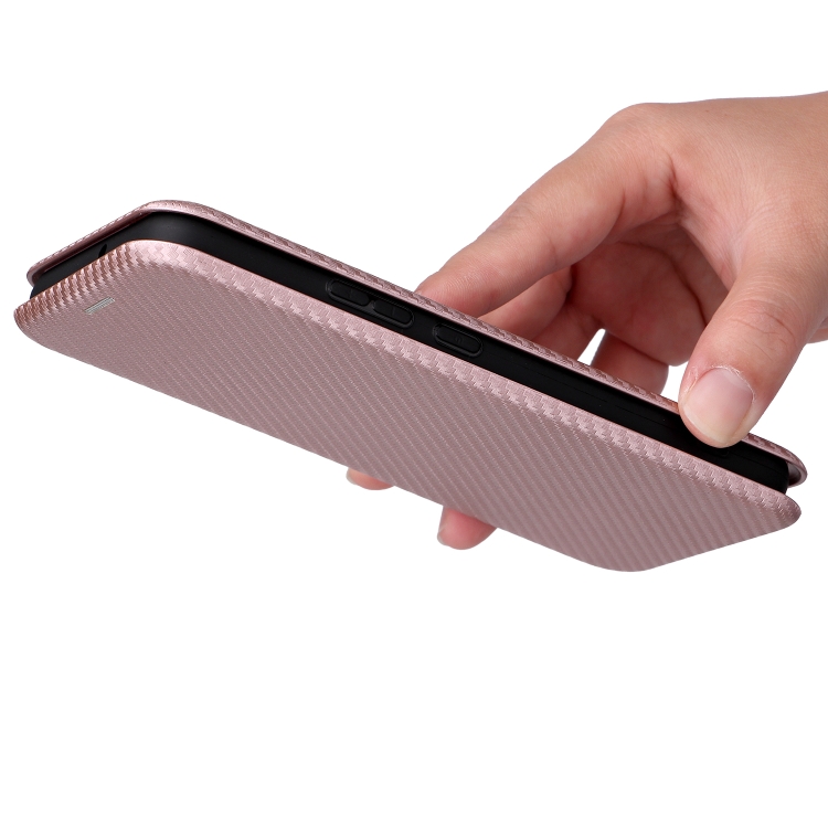 For Samsung Galaxy S22+ Carbon Fiber Texture Magnetic Horizontal Flip Leather Phone Case(Pink) - 2