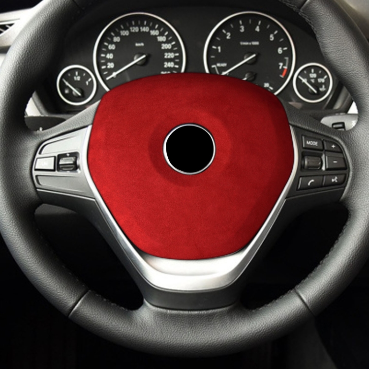 Car Suede Wrap Steering Wheel Decorative Cover for BMW F Chassis 1 / 3 / GT 4 Series High-level Configuration Version, Left and Right Drive Universal(Wine Red) - 4