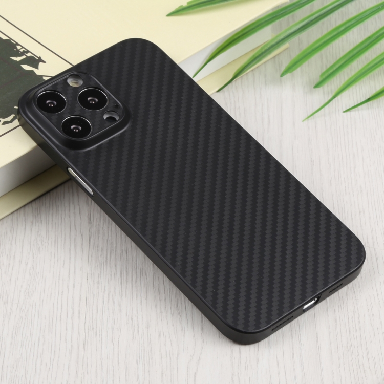 Carbon Fiber Texture PP Phone Case For iPhone 13 Pro Max(Black) - 1