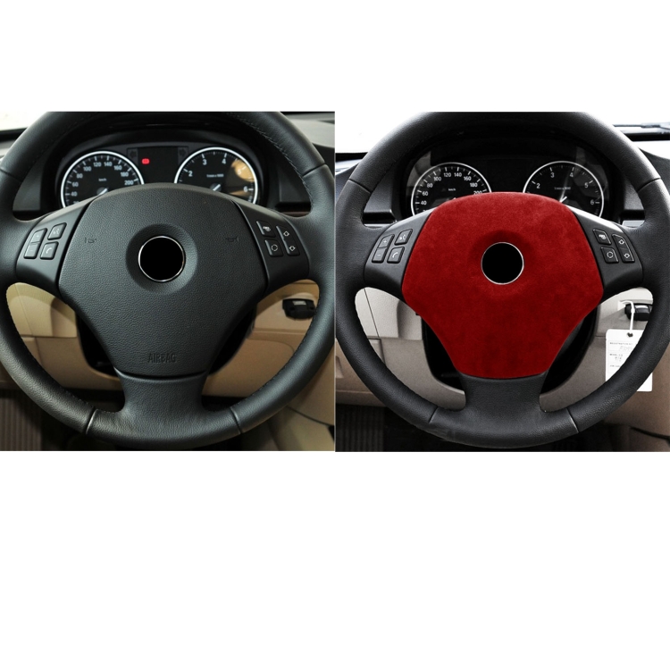Car Suede Wrap Steering Wheel Decorative Cover for BMW 3 Series E90 E92 E93 2005-2012 Low-level Configuration Version, Left and Right Drive Universal(Wine Red) - 5