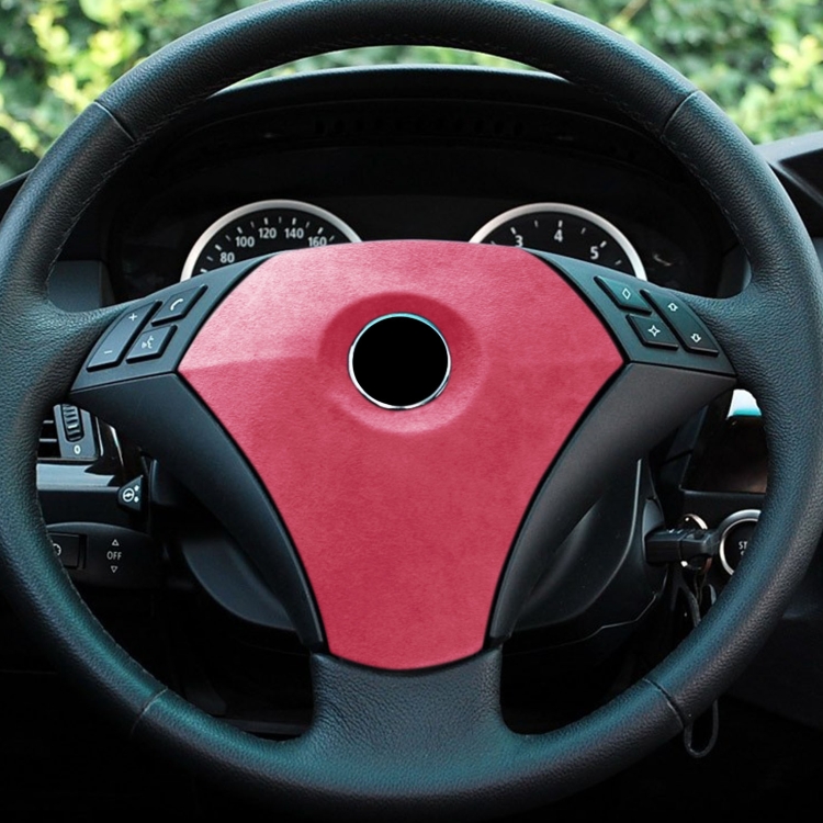 Car Suede Wrap Steering Wheel Decorative Cover for BMW E60 5 Series 2003-2012 Low-level Configuration Version, Left and Right Drive Universal(Pink) - 4